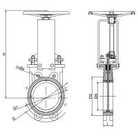 Задвижка шиберная двусторонняя межфланцевая, серии TL81-A, TAFLINE, DN65 PN10, с голым штоком