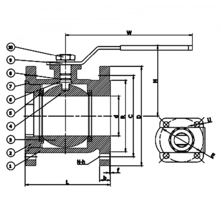 Кран шаровой полнопроходной фланцевый, серии TL33-PTFE, Tafline (Тафлайн), DN20 PN16, чугунный с рукояткой Тафлайн