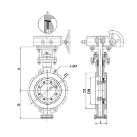 Затвор дисковый поворотный трехэксцентриковый серии TL73GS TAFLINE, DN50 PN16, корпус, диск - сталь, межфланцевый с голым штоком