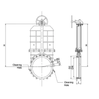Шиберная задвижка фланцевая, серии TL81-Е, TAFLINE, DN50 PN10, с резьбовыми проушинами, со штурвалом