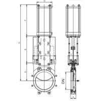 Шиберная задвижка межфланцевая, двусторонняя, серии TL81, TAFLINE,  DN600 PN10, с пневмоприводом
