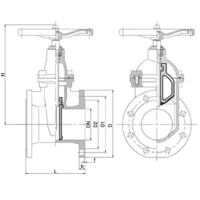 Задвижка чугунная с обрезиненным клином, серии TL46-G, TAFLINE, DN100 PN16, со штурвалом